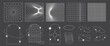 © Andrii - Y2k object pack. Retro futuristic set. Modern object, surreal geometric shapes, wireframe and perspective grids. Abstract vector illustration in trendy psychedelic techno style. Vector illustration