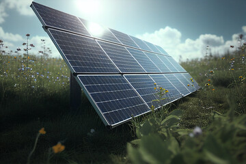 Wall Mural - solar panels, photovoltaic, alternative electricity source - concept of sustainable resources genera