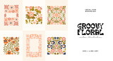 Fototapeta Boho - Floral abstract elements. Botanical groovy composition. Modern trendy Matisse minimal style. Floral poster, invite. Vector arrangements for greeting card or invitation design