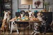 © Georg Lösch - Dogs celebrating Birthday with treats and party hats