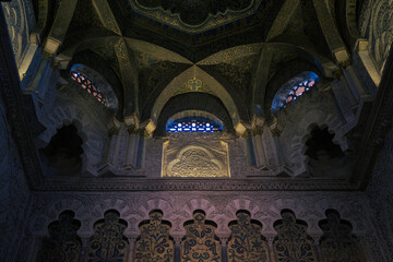 Arches and columns of the Mosque-Cathedral of Cordoba, Andalusia, Spain.