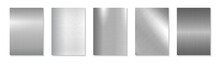 Collection Of Silver Iron Polished Covers, Templates, Backgrounds, Placards, Brochures, Banners, Flyers And Etc. Gray Metallic Sheet Posters. Bright Stainless Brushed Design