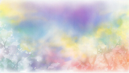  Abstract blurred colorful natural summer background in pastel colors as a watercolor illustration, generative AI