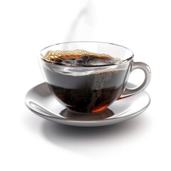 cup of freshly  hot Sumatra coffee on white background