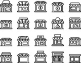 Fototapeta Londyn - vector icon shop building outline style. Pixel perfect. editable stroke