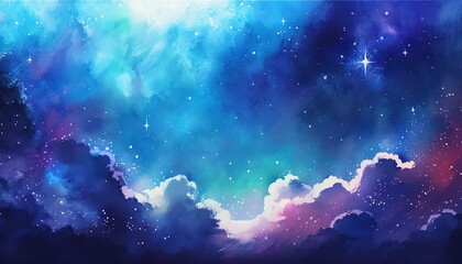 Wall Mural - Watercolor dazzling starry sky wallpaper universe starry sky,Generative AI