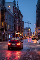 Naklejka na meble Taxi in the night city.