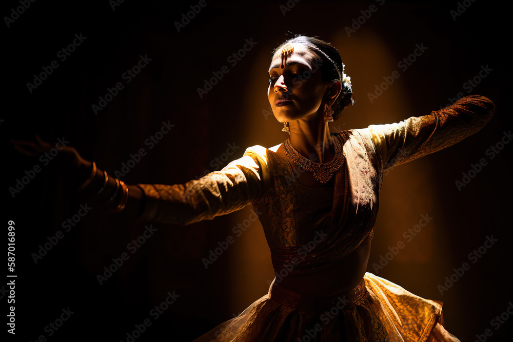 A Beautiful Kathak Dancer Cinematic Light Generative Ai Stock