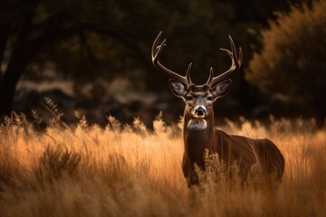 Wall Mural - A Buck in the Grassland. Generative AI