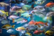 The diversity of fish species and their habitats, bokeh Generative AI