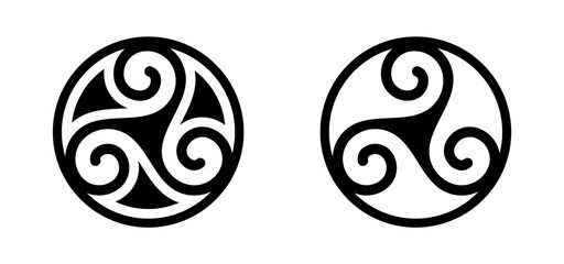 Sticker - Circle Triskelion Triskele Ancient Ornament Sign Symbol Icon Logo Vector Illustration Isolated on White