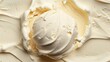 Top view of vanilla ice cream surface. Generative AI.