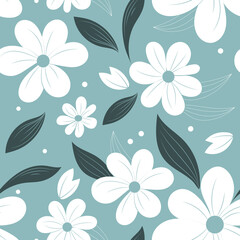 Seamless floral wallpaper. Light decorative vintage pattern in classic style with flowers and leaves.