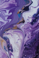  Abstract background. Liquid paint, fluid art style. White and purple paint. Vertical background. AI generative.