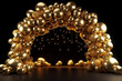 Vista frontal balão de ouro guirlanda decoração glitter bolha transparente, crista de balão metálico