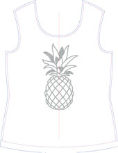 Pineapple Design With Embellishments,  Vector Illustration, Pineapple Fashion Graphic