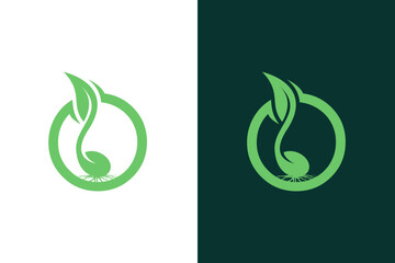 seed plant grow in the letter o logo design template element vector