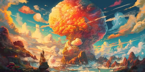 Canvas Print - fire in the mountains