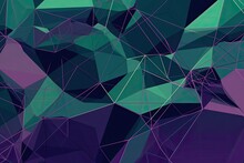Background Image That Features A Series Of Interconnected Geometric Shapes In Shades Of Purple And Green  Generative AI