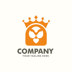 Wall Mural - lion logo design with a crown logo, this logo is orange flame, animal logo for business