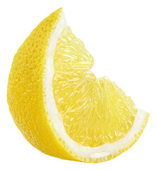 Slice of lemon fruit isolated on transparent background