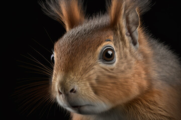 Canvas Print - Generative AI. Portrait of a Red Squirrel (Sciurus vulgaris)