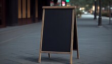 Signboard On The Street. Empty Menu Board Stand. Restaurant Sidewalk Chalkboard Sign Board. Freestanding
