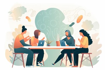 brainstorming event, group of people. generative ai.