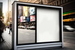 © VisualProduction - Mockup of blank advertising light box in the city. Generative ai