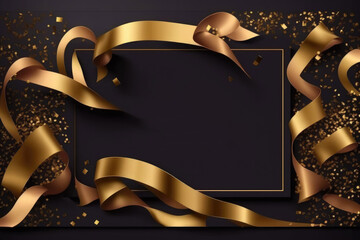 Wall Mural - Celebration background template with confetti and gold ribbons. luxury greeting rich card. Generative ai.