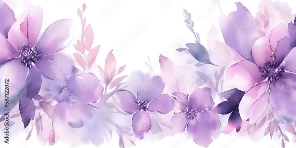 Watercolor purple floral background Generative Art Stock Illustration ...