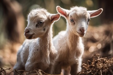 Sticker - On the farm, there are baby goats. Generative AI