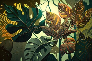 Wall Mural - A Dappled Affair of Leafy Shades Generative AI