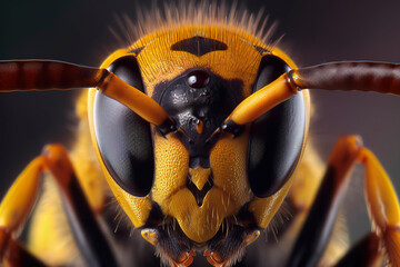 extreme sharp and detailed study of wasp head.