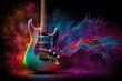 © Kary - Electric guitar art background with vivid colorful explosive smoke