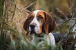 hound dog vegetation, river hunting. Generative AI