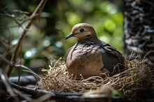 Morning Dove Nesting. Generative AI