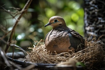 Wall Mural - Morning dove nesting. Generative AI