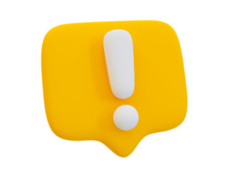 3d minimal exclamation mark icon. warning icon. beware, watch out, be careful. 3d illustration.