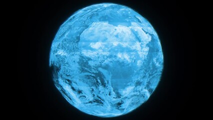 Wall Mural - Planet Earth Hologram with Clouds and Glitches Spinning with Black Background - VFX Asset 3D Animation