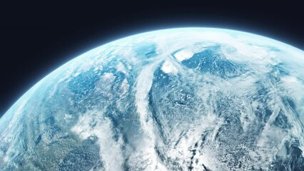 Wall Mural - Planet Earth from Space as Camera Pans from Left to Right with Dynamic Clouds and Atmosphere - 3D CGI Animation 4K ProRes