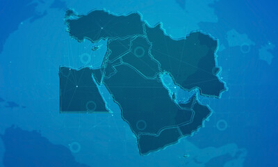 middle east map digital business background