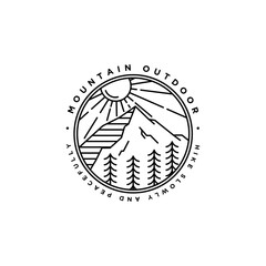 Poster - mountain and mono line logo icon  and vector  