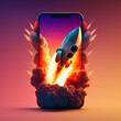 © premiumdesign - Rocket Launching from Smart Phone