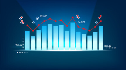 graph display vector Internet investment graph with modern technology stock investment illustration