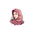beautiful islamic woman wearing hijab, fashion logo vector
