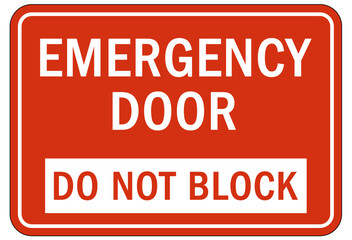 Wall Mural - Door safety sign and labels do not block emergency door