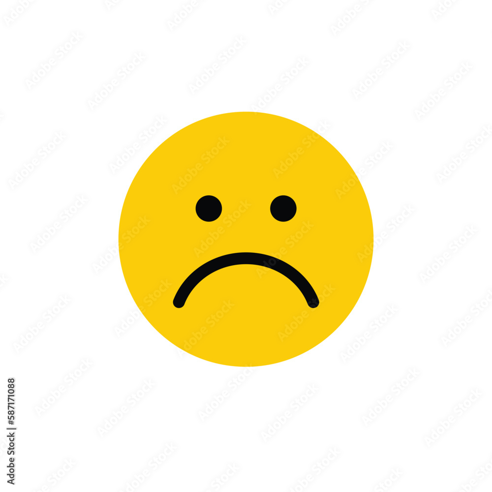 yellow sad face emoticon icon Stock Vector | Adobe Stock