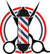 Circular shape with barber scissors