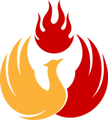 Sticker - Phoenix bird with fire on top